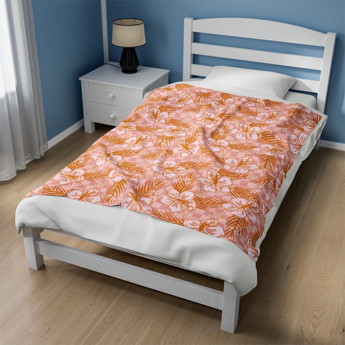 Hibiscus Checkered - Plush Blanket