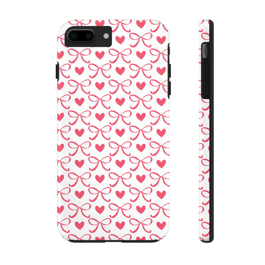 Pink Bows & Hearts - Coquette  -  Tough Phone Cases