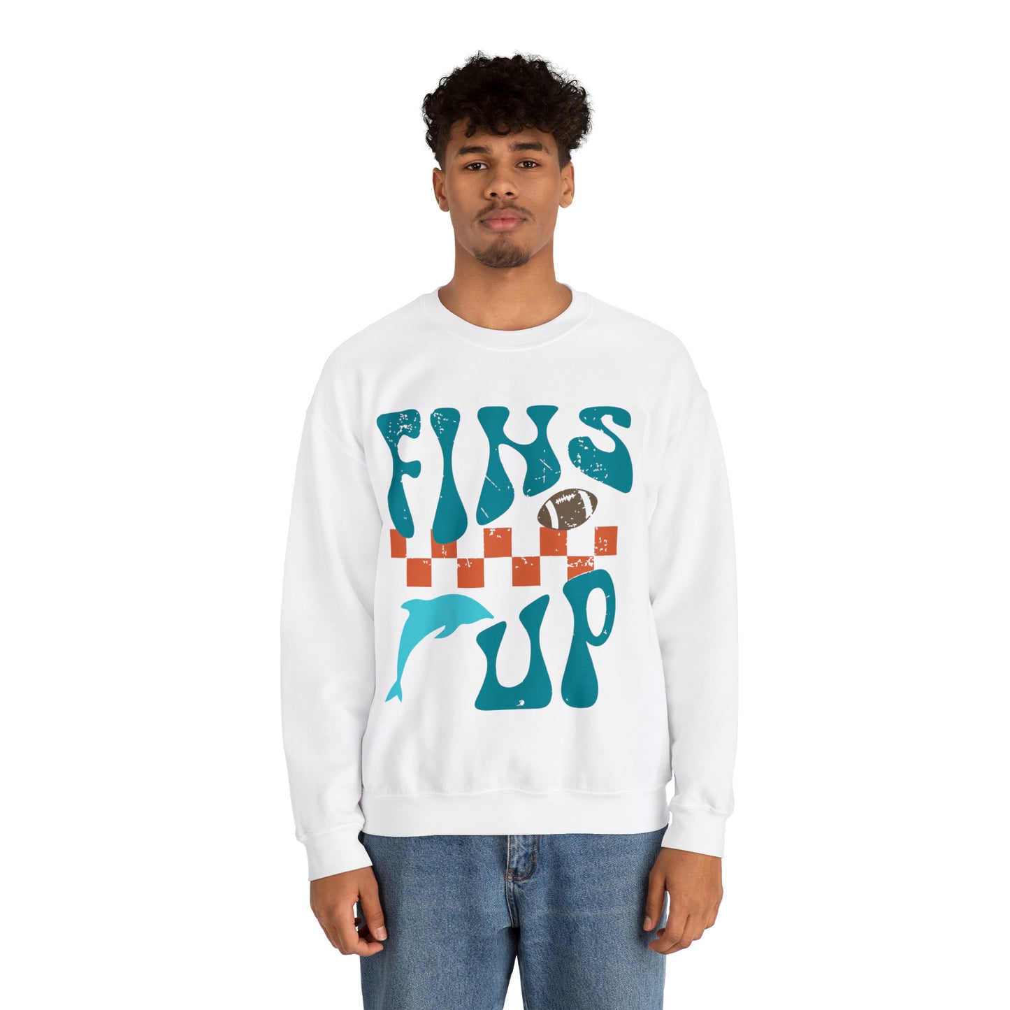 Retro Fins Up - Unisex Heavy Blend™ Crewneck Sweatshirt