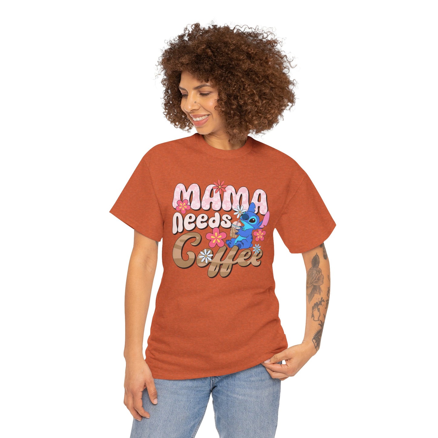 Mama Needs Coffee Alien - Unisex Heavy Cotton Tee