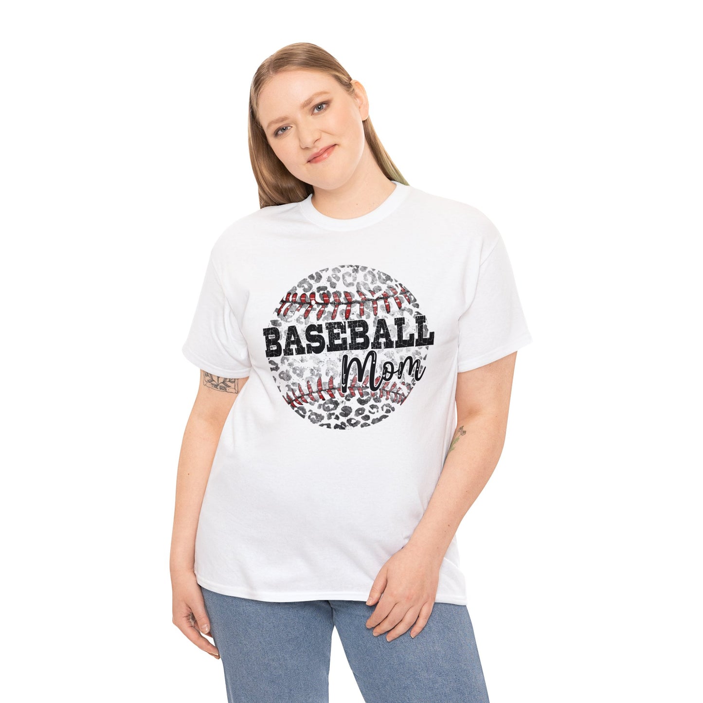 Baseball Mom - Leopard Baseball - Unisex Heavy Cotton Tee