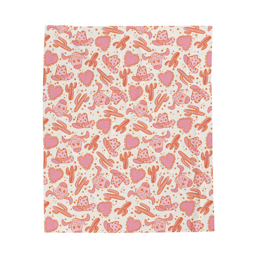 Pink Cowgirl - Velveteen Plush Blanket