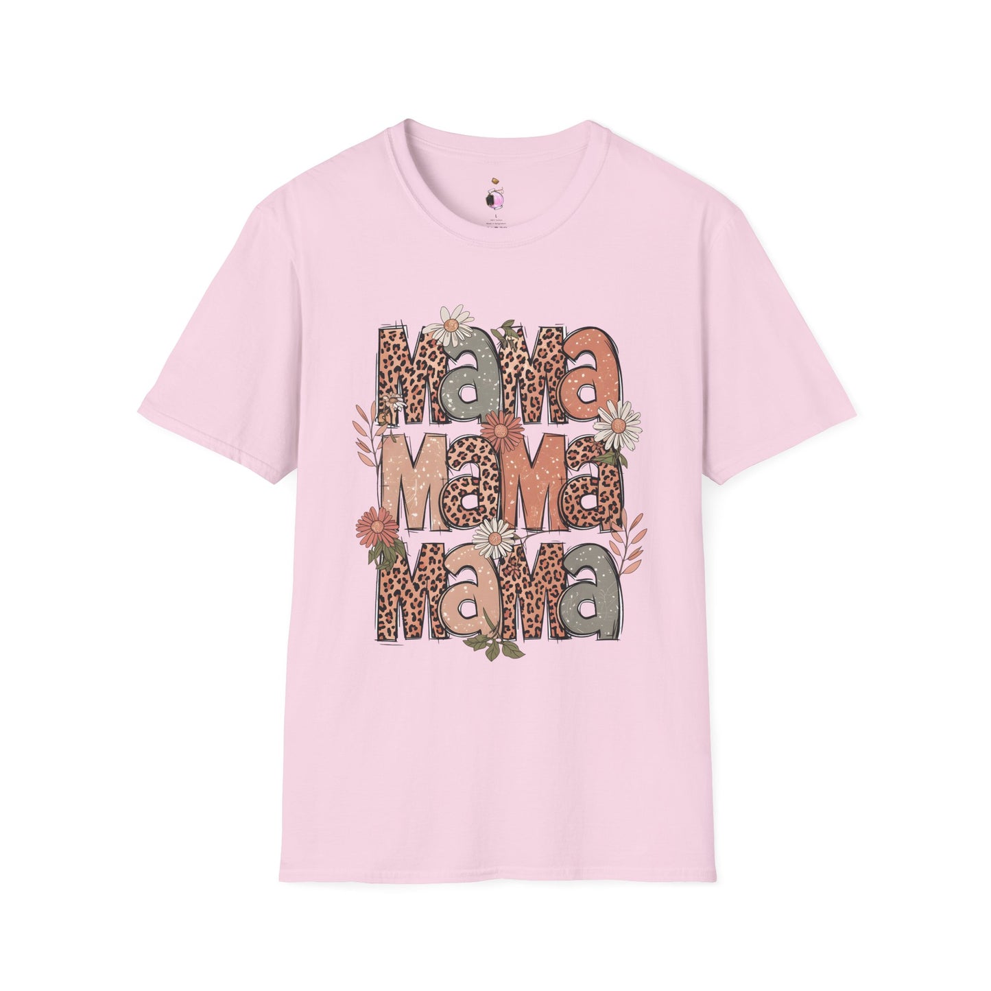 Mama Leopard Floral - Unisex Softstyle T-Shirt