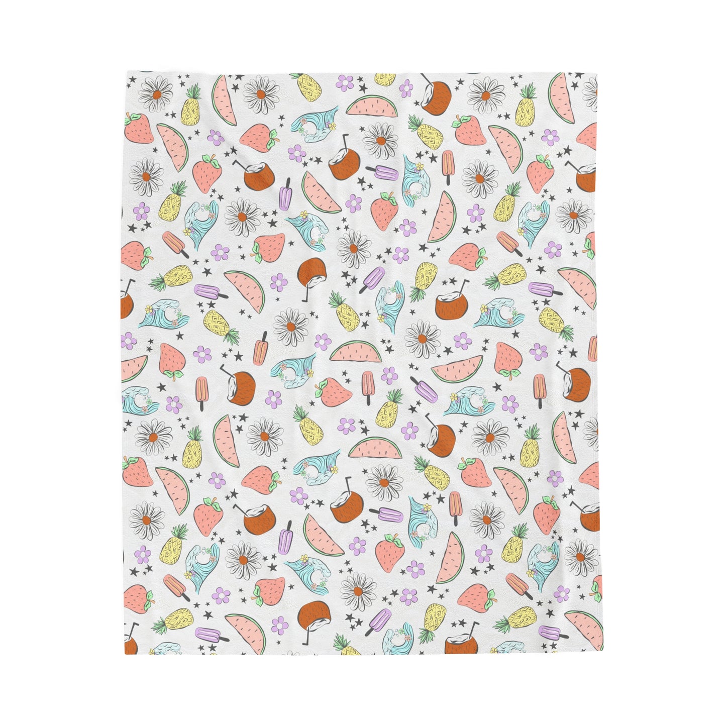 Trendy Retro Beach - Velveteen Plush Blanket