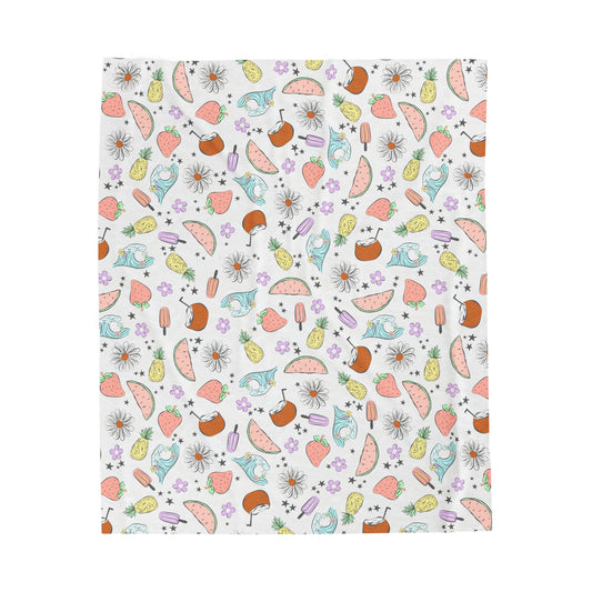 Trendy Retro Beach - Velveteen Plush Blanket