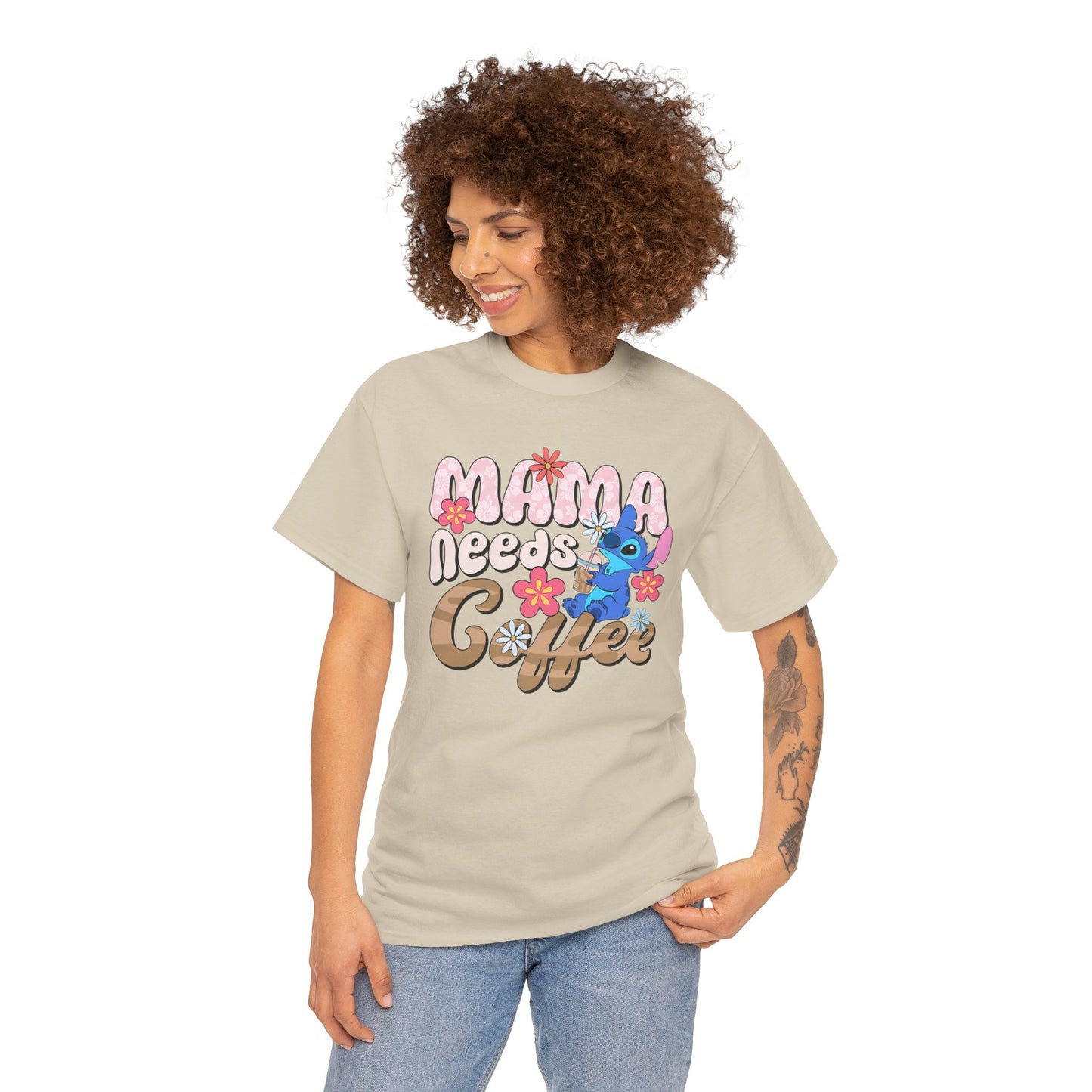 Mama Needs Coffee Alien - Unisex Heavy Cotton Tee