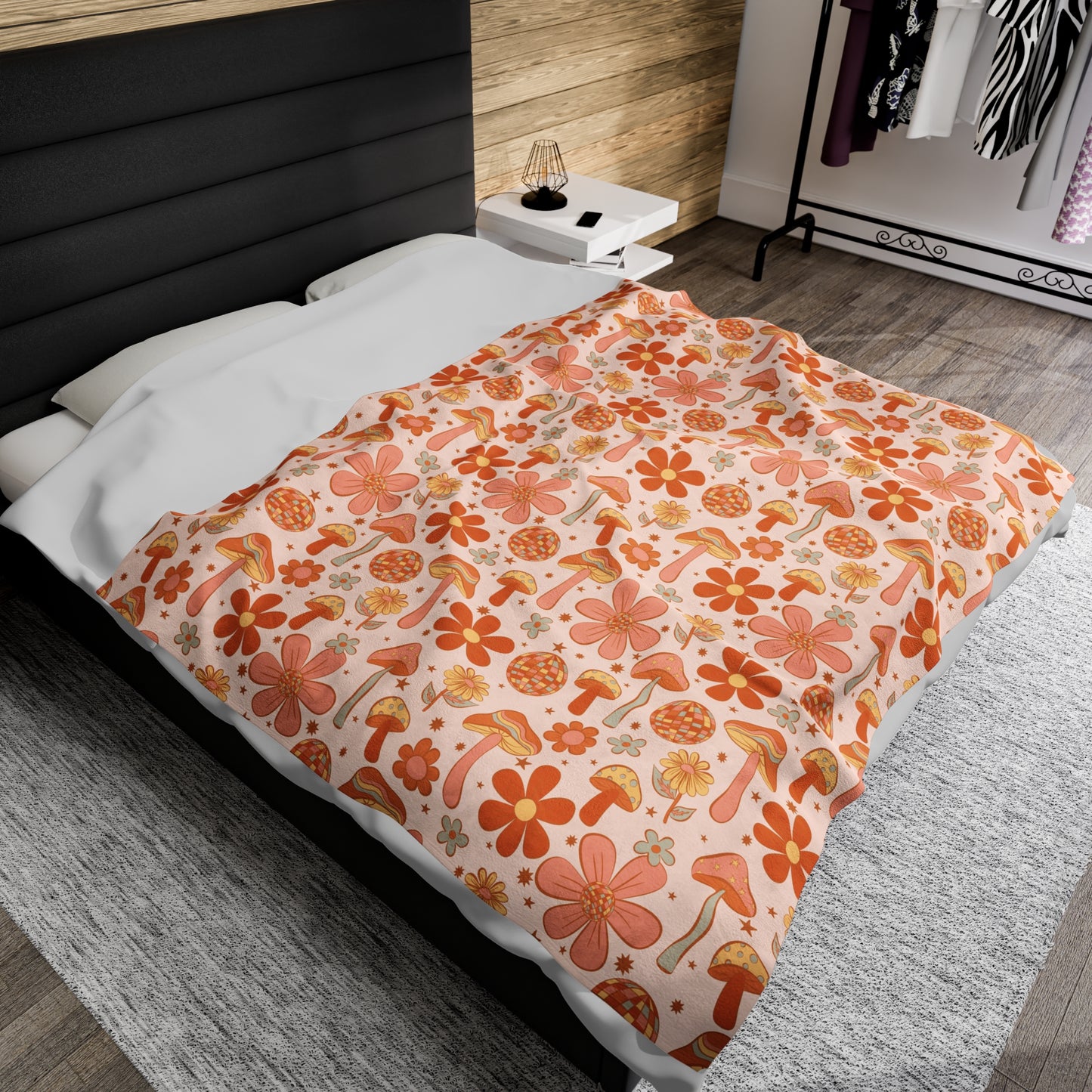 Hippie Disco Mushrooms - Plush Blanket