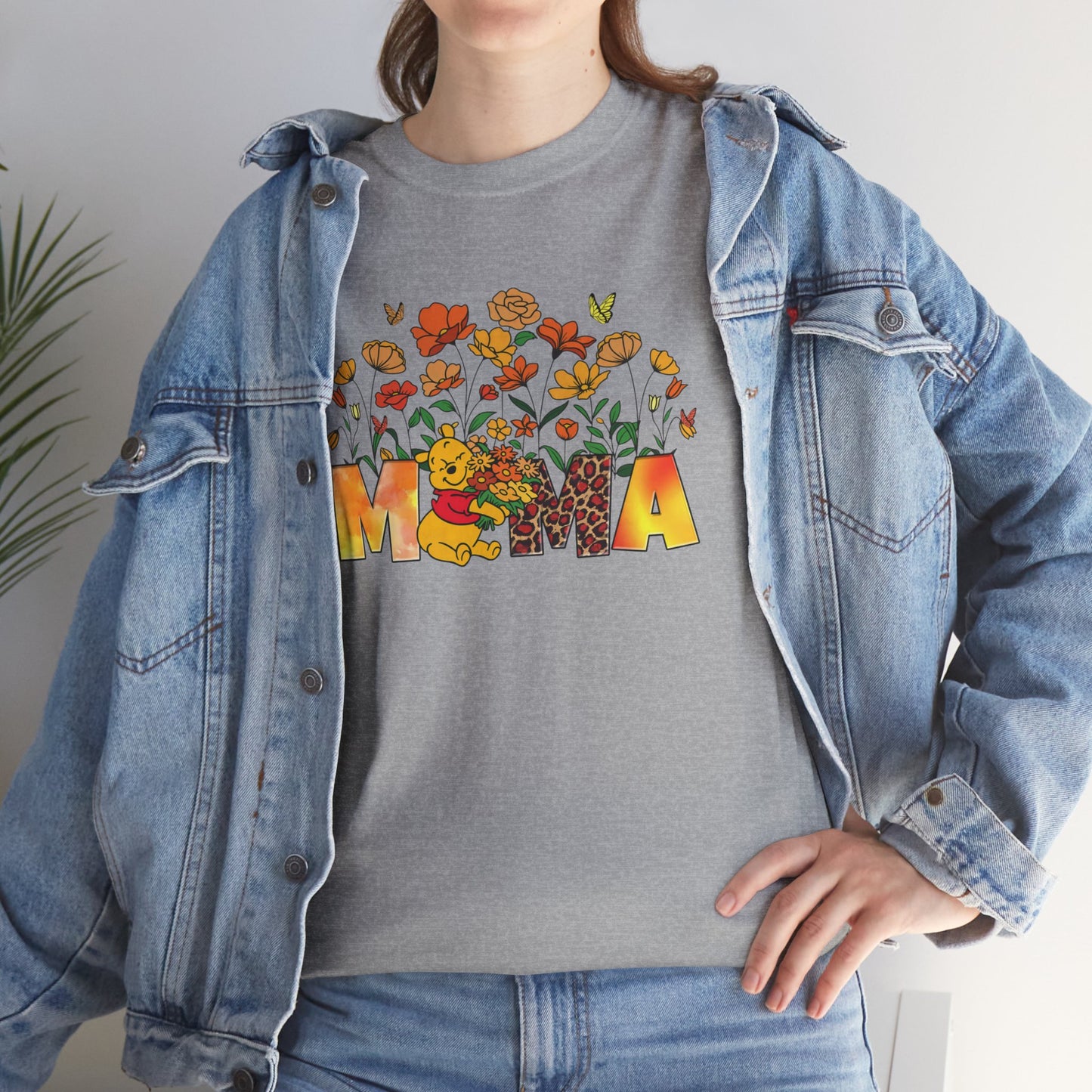 Pooh Floral Mama   - Unisex Heavy Cotton Tee