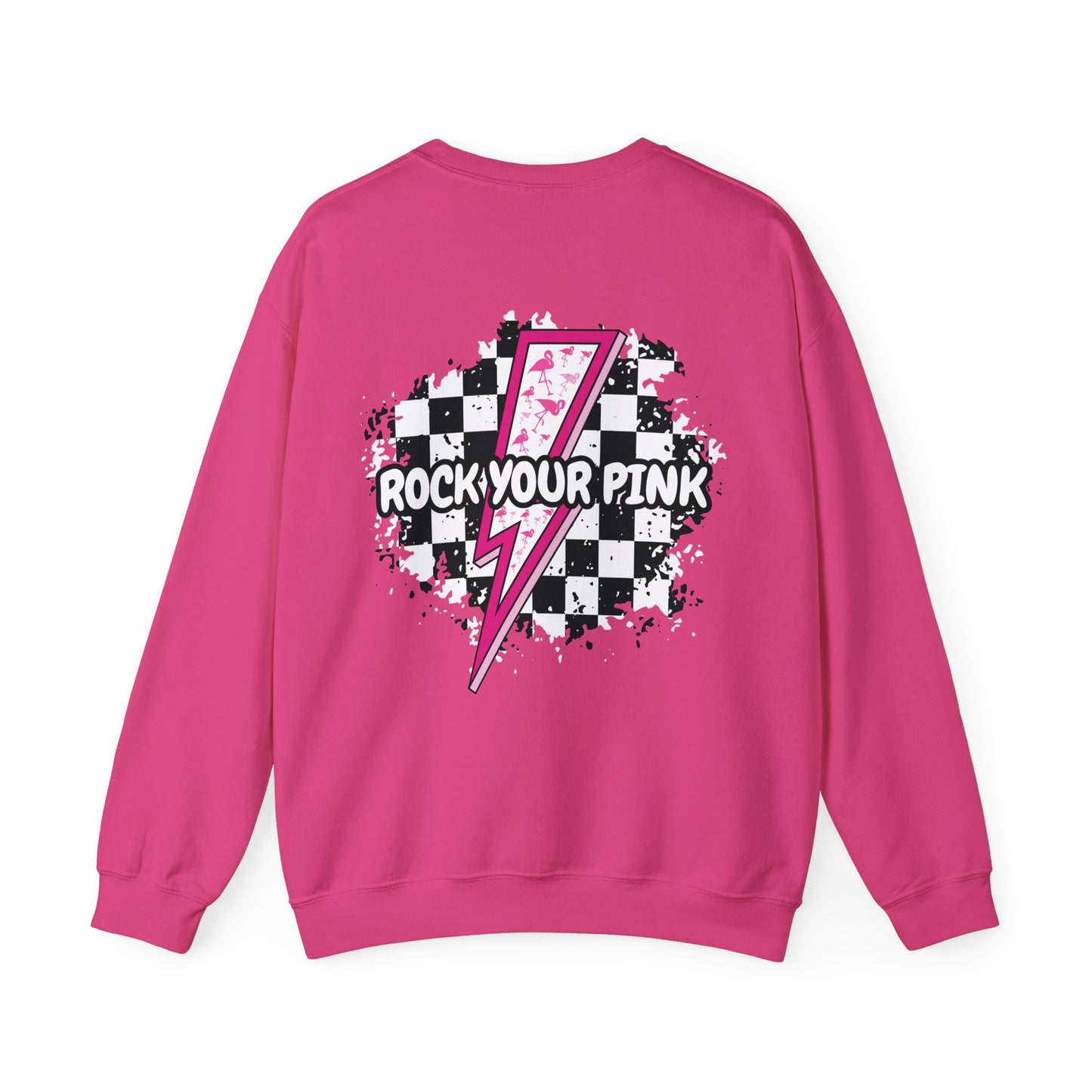 Checkered Rock Your Pink - Crewneck Sweatshirt