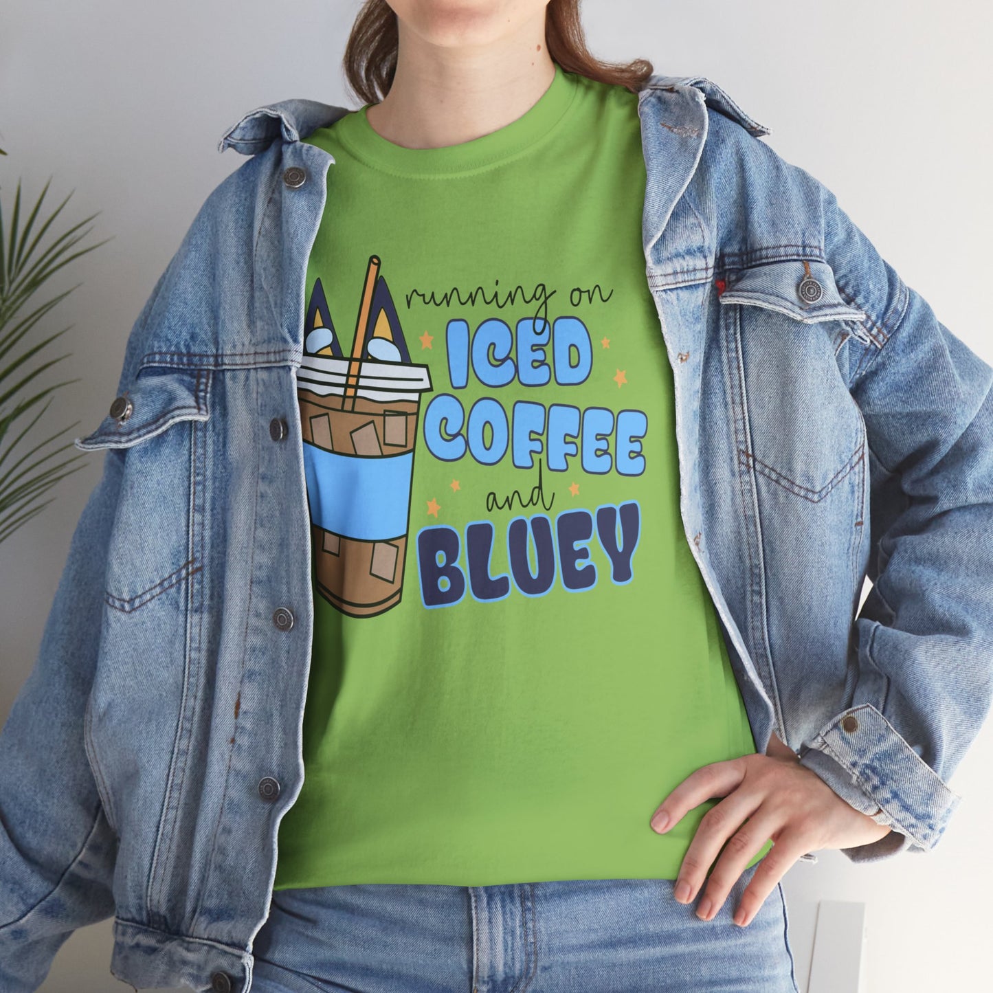 Running On Bluey and Iced Coffee  - Unisex Heavy Cotton Tee
