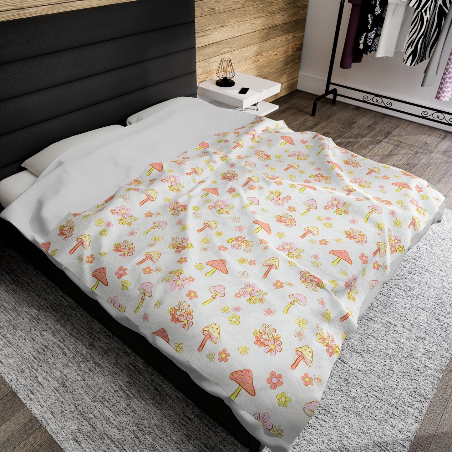 Tiny Mushrooms - Velveteen Plush Blanket