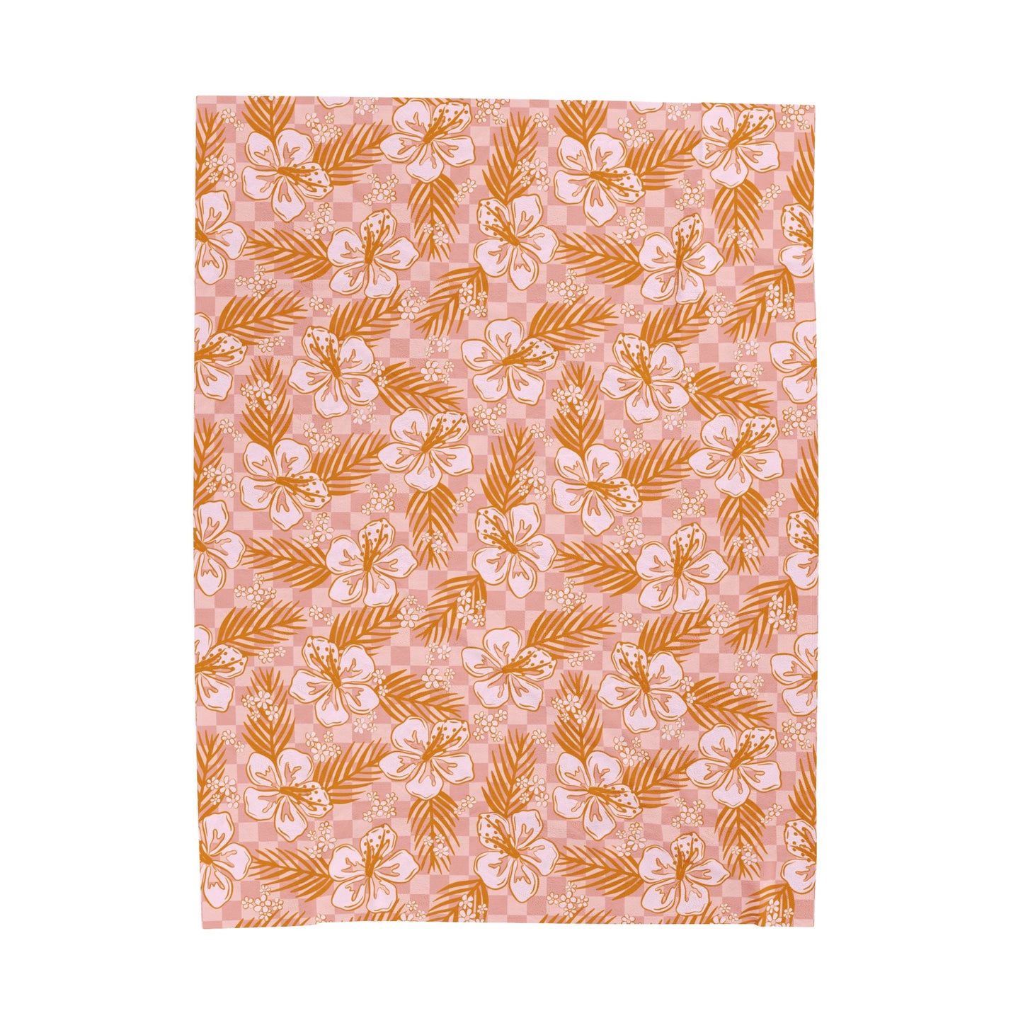 Hibiscus Checkered - Plush Blanket