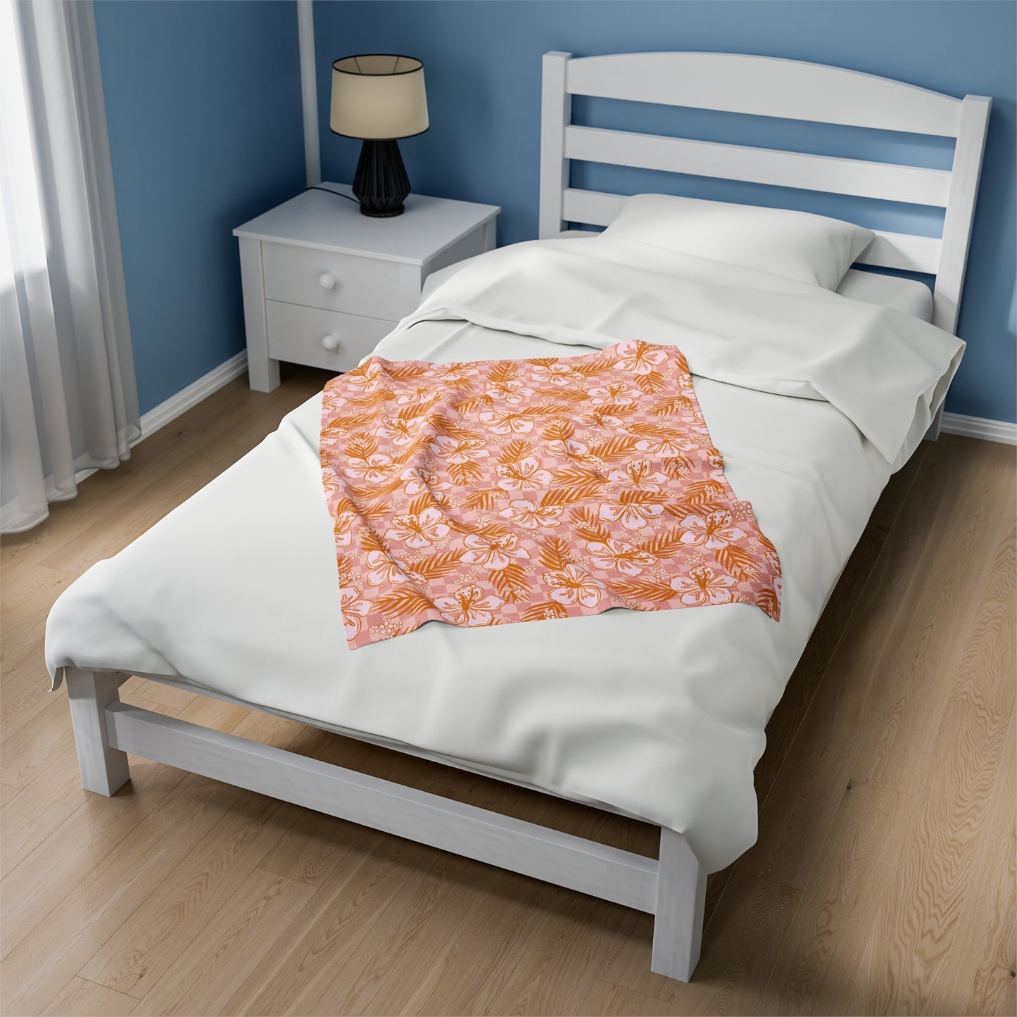Hibiscus Checkered - Plush Blanket