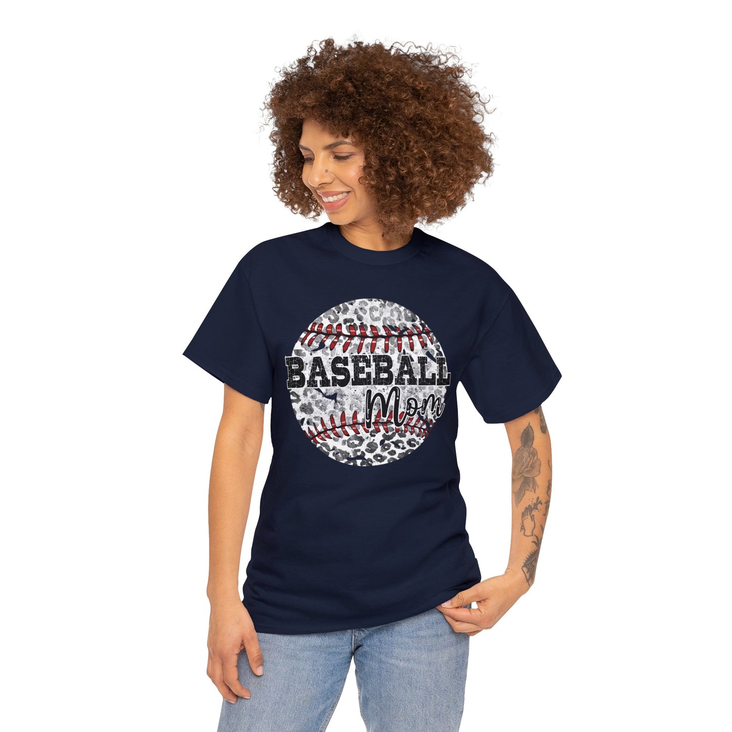 Baseball Mom - Leopard Baseball - Unisex Heavy Cotton Tee