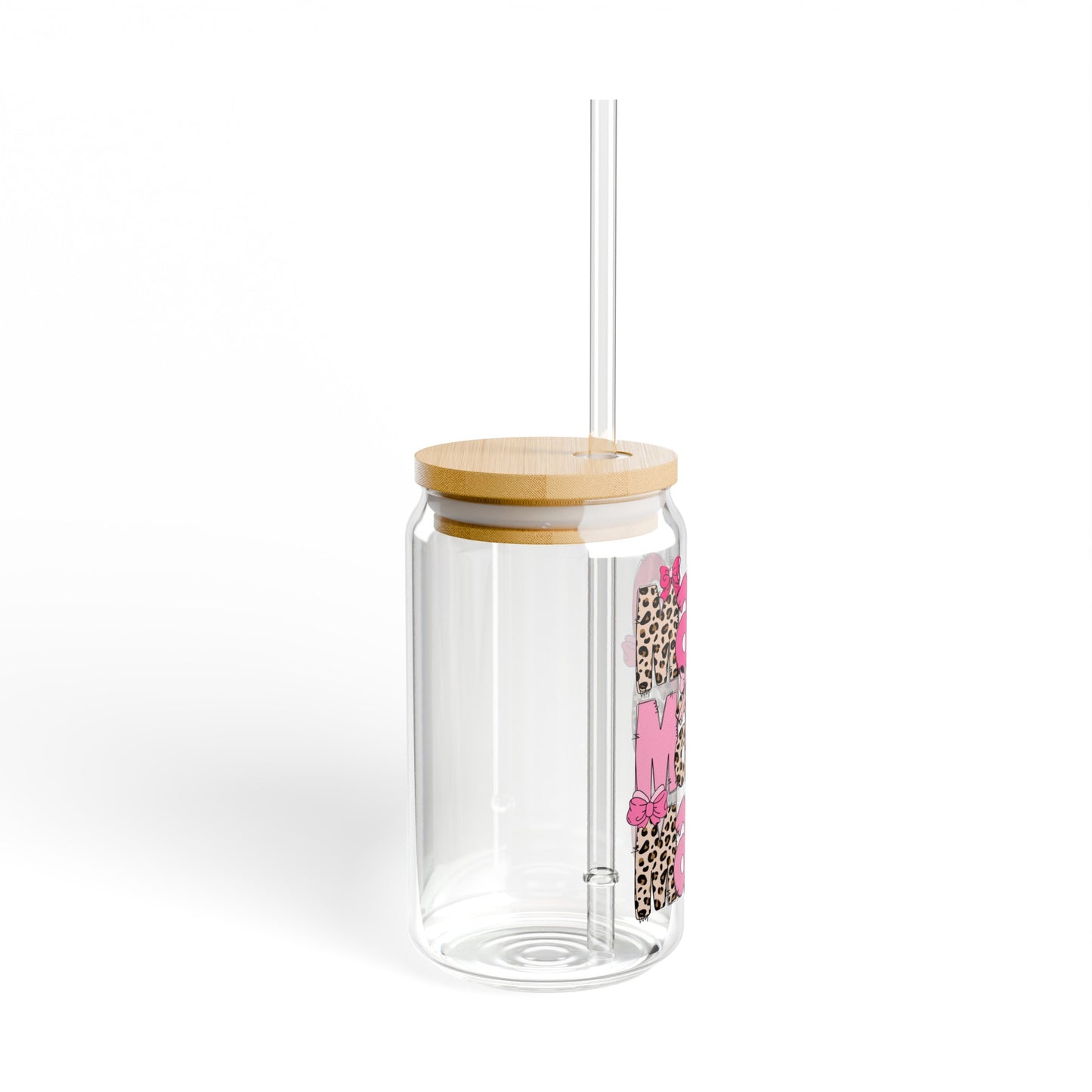 Pink Leopard Mama - Sipper Glass, 16oz