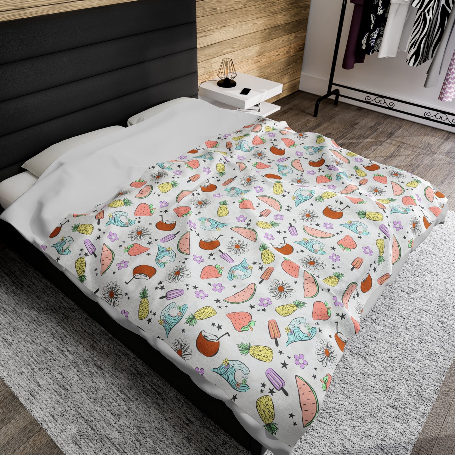 Trendy Retro Beach - Velveteen Plush Blanket