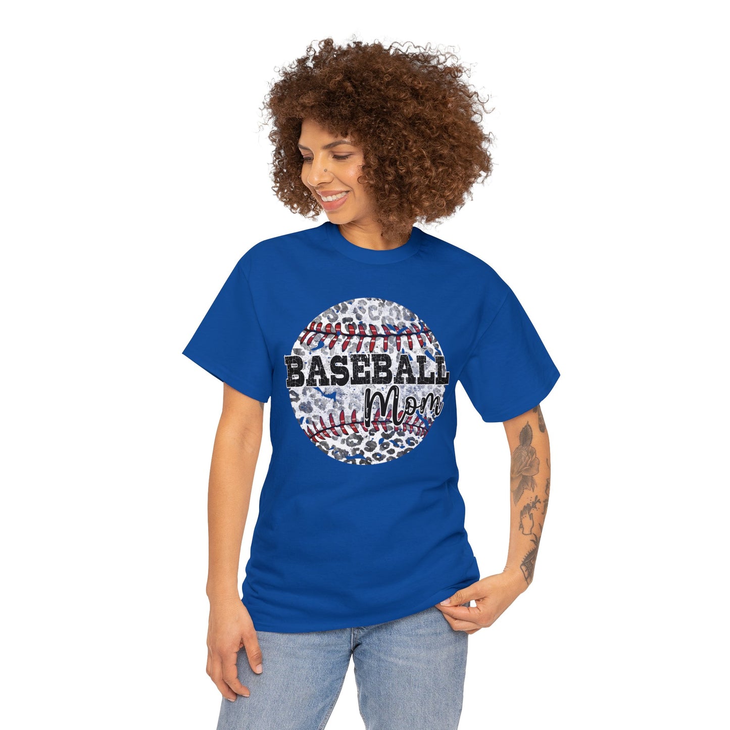 Baseball Mom - Leopard Baseball - Unisex Heavy Cotton Tee