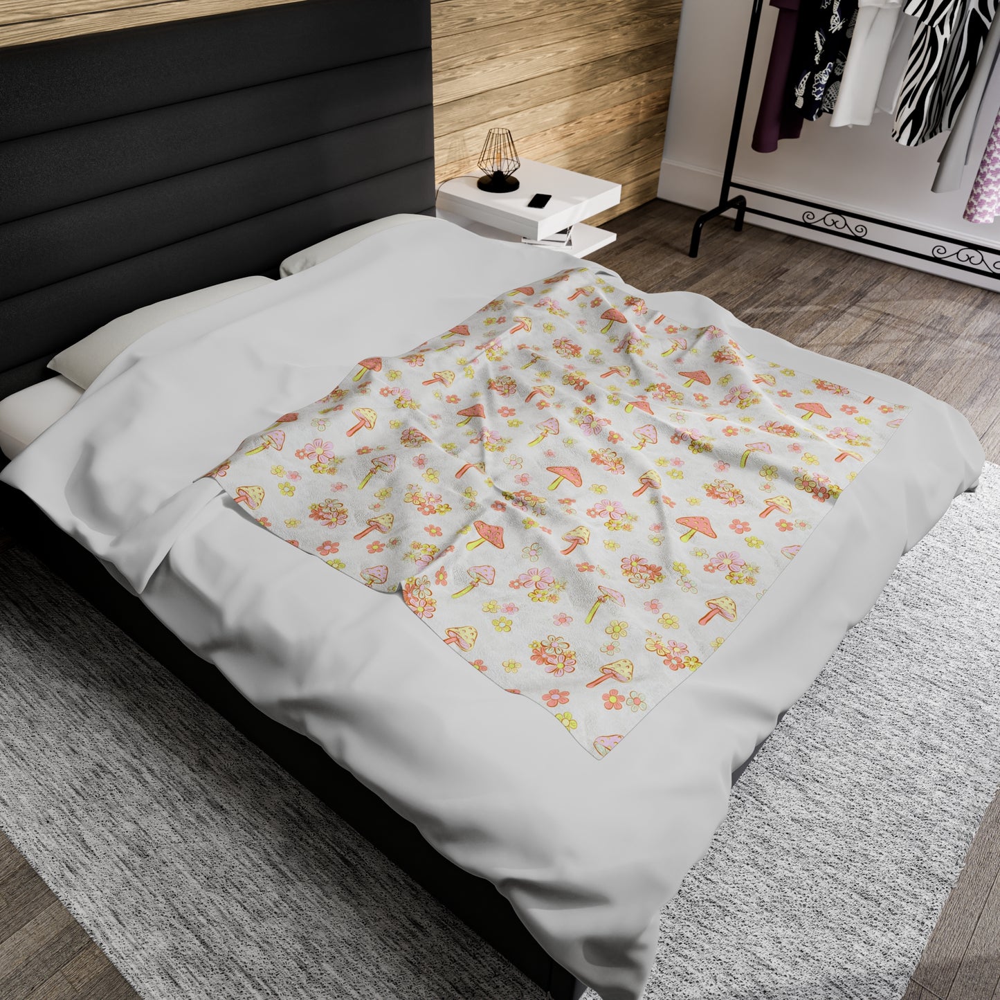 Tiny Mushrooms - Velveteen Plush Blanket