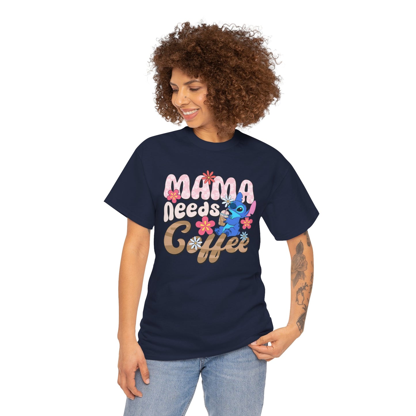 Mama Needs Coffee Alien - Unisex Heavy Cotton Tee