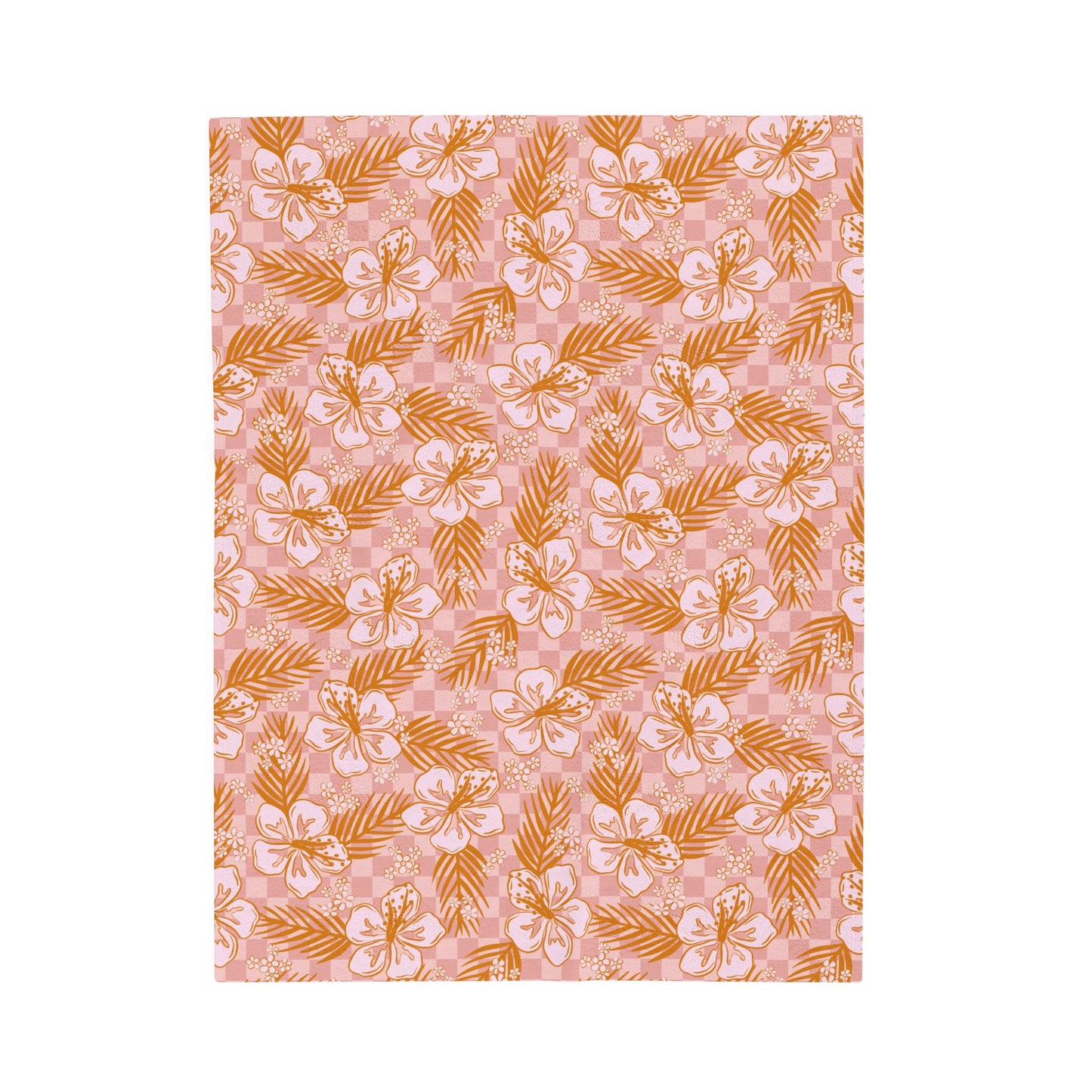 Hibiscus Checkered - Plush Blanket