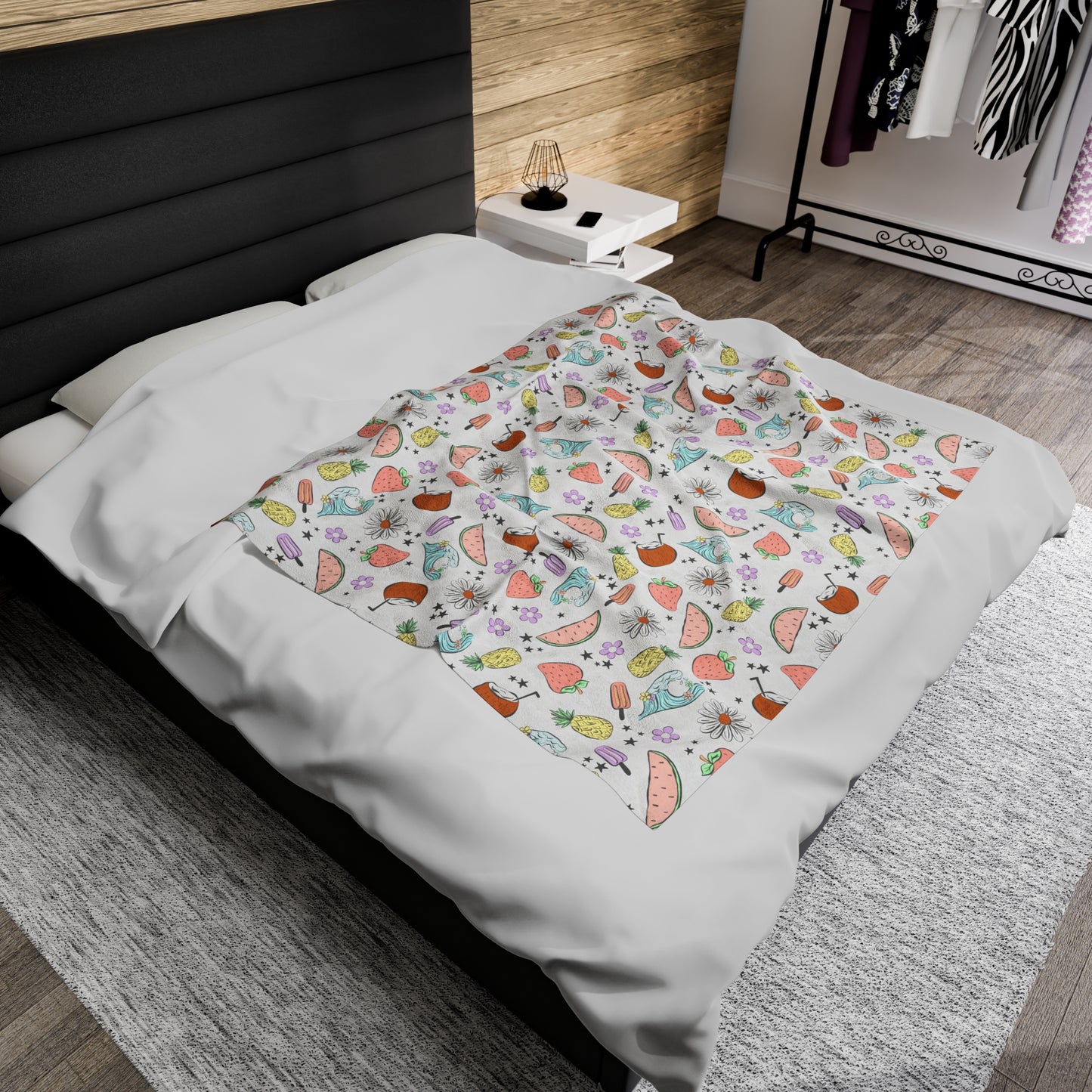 Trendy Retro Beach - Velveteen Plush Blanket