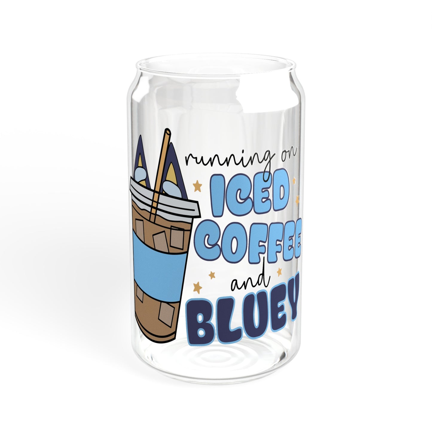 Iced Coffee And Bluey - Sipper Glass, 16oz