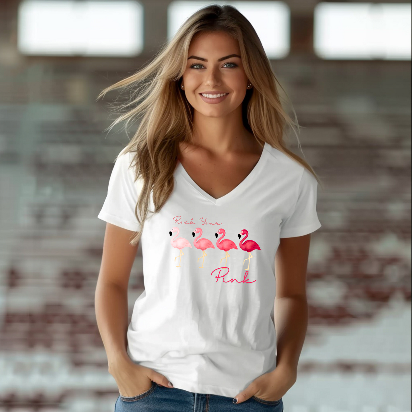 Ombre Rock Your Pink - V-Neck Tee