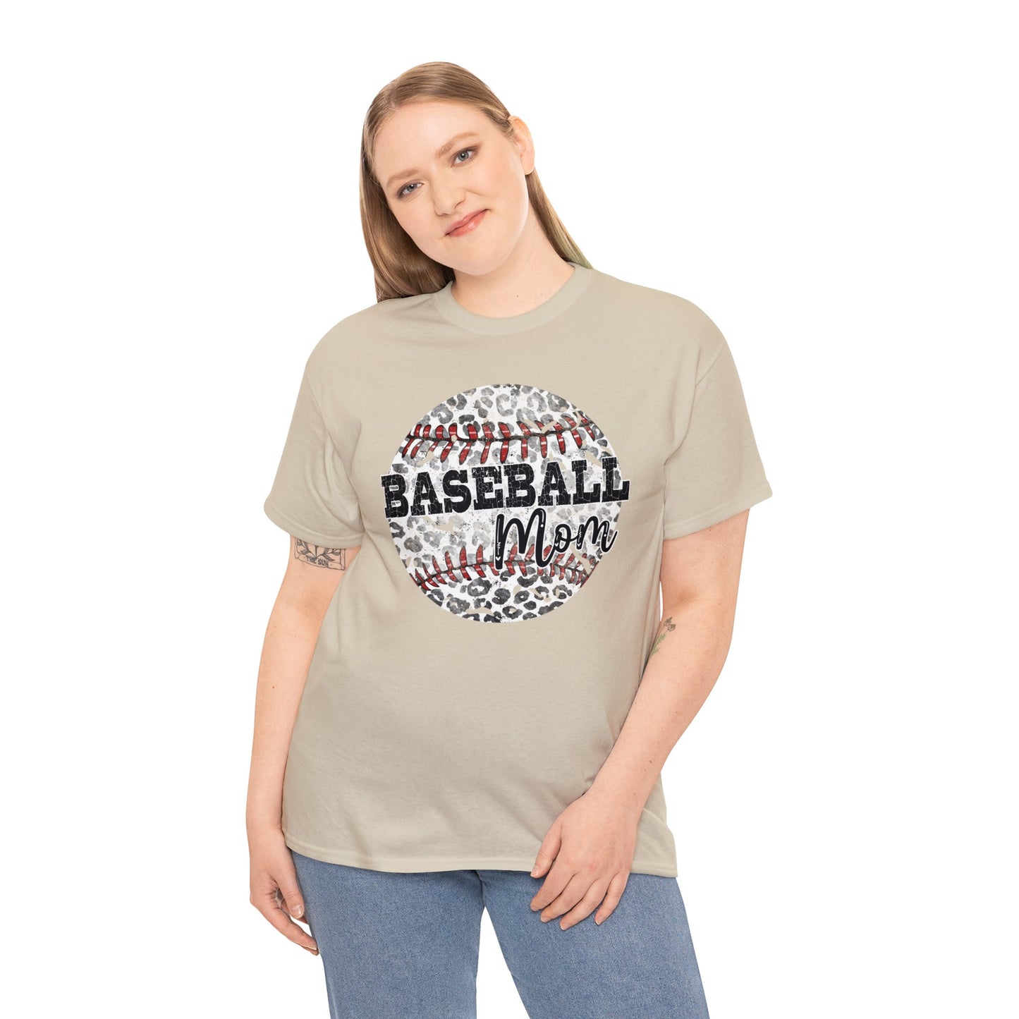 Baseball Mom - Leopard Baseball - Unisex Heavy Cotton Tee