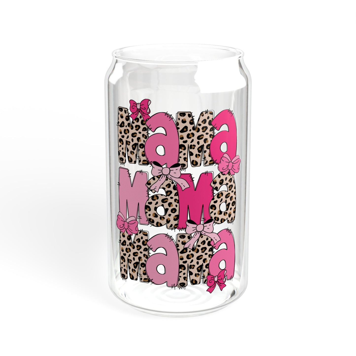 Pink Leopard Mama - Sipper Glass, 16oz