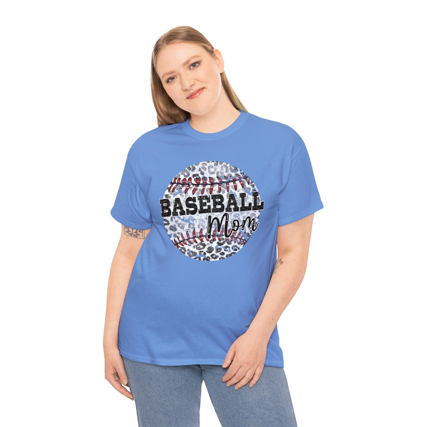 Baseball Mom - Leopard Baseball - Unisex Heavy Cotton Tee
