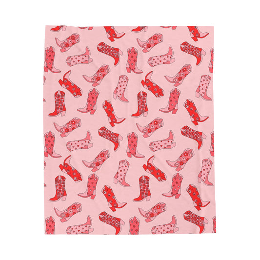 Pink Boots - Velveteen Plush Blanket