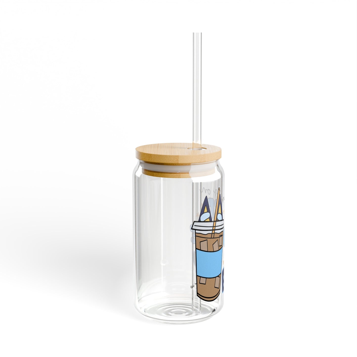 Iced Coffee And Bluey - Sipper Glass, 16oz