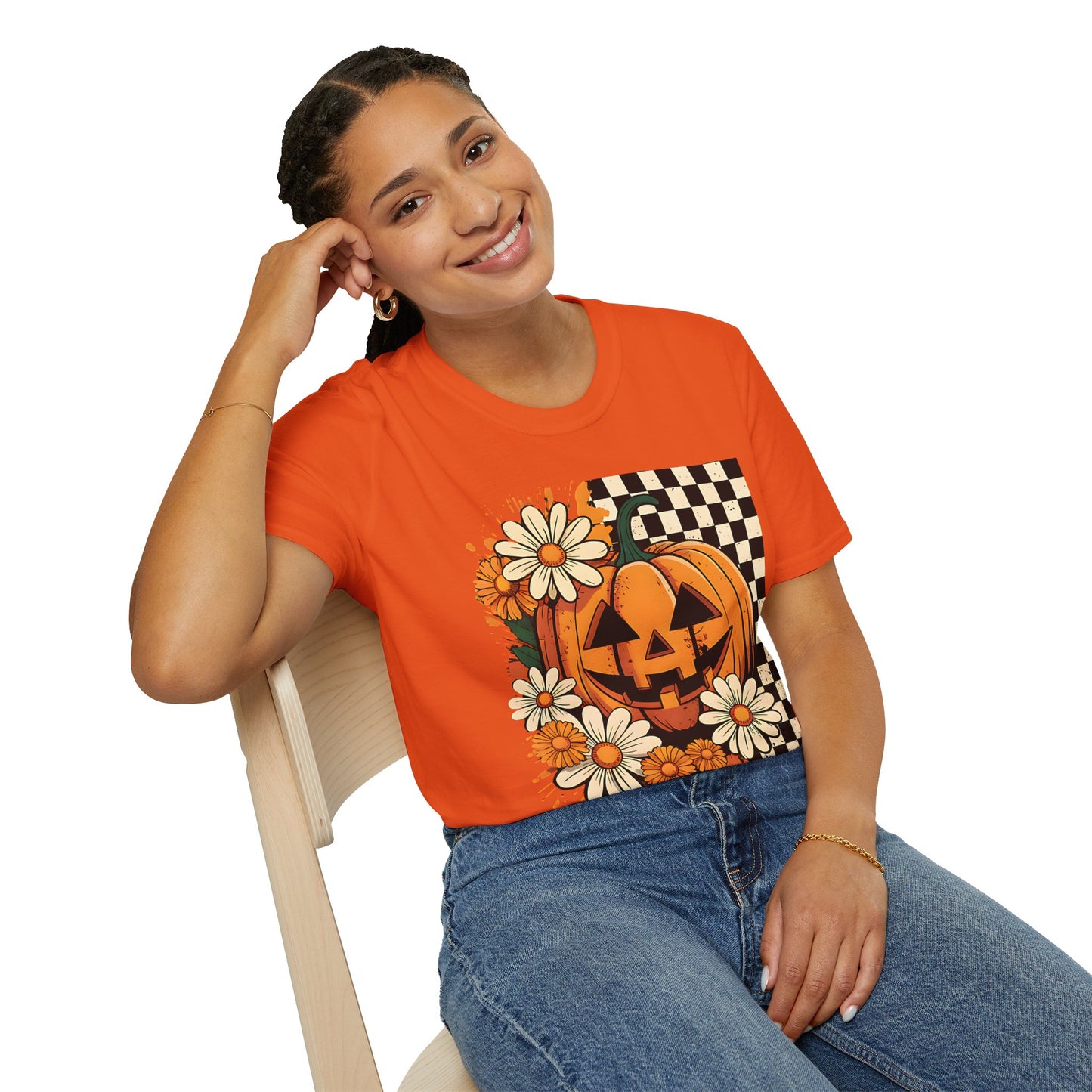 Jack O'Lantern Floral - Unisex Softstyle T-Shirt