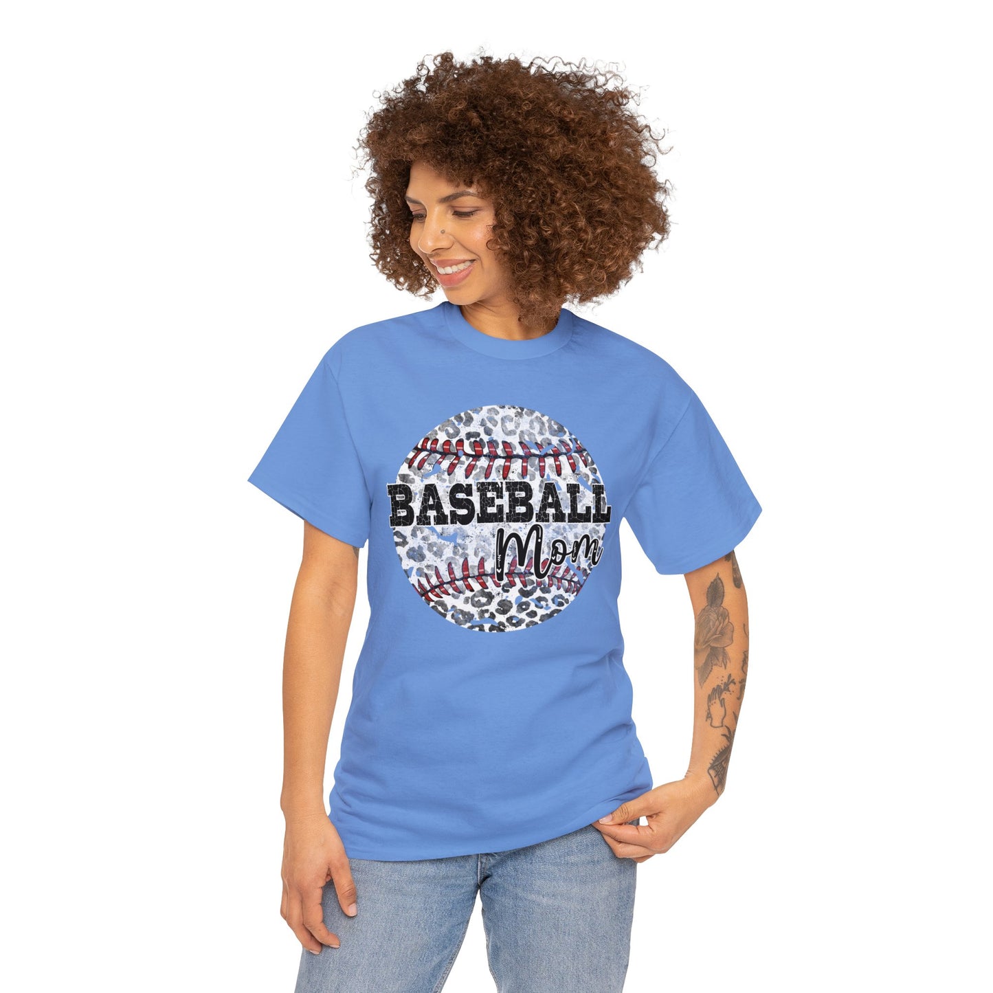 Baseball Mom - Leopard Baseball - Unisex Heavy Cotton Tee