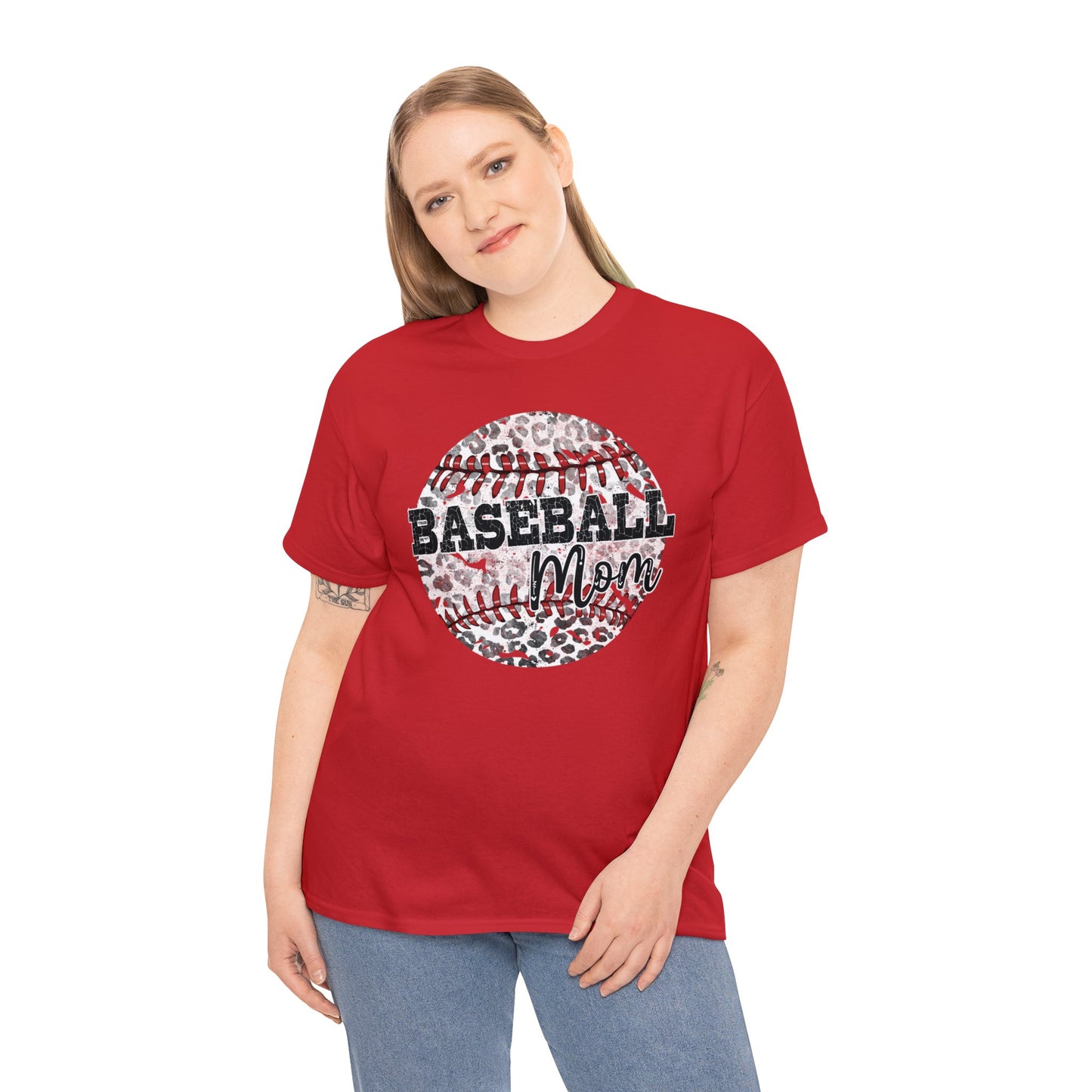 Baseball Mom - Leopard Baseball - Unisex Heavy Cotton Tee