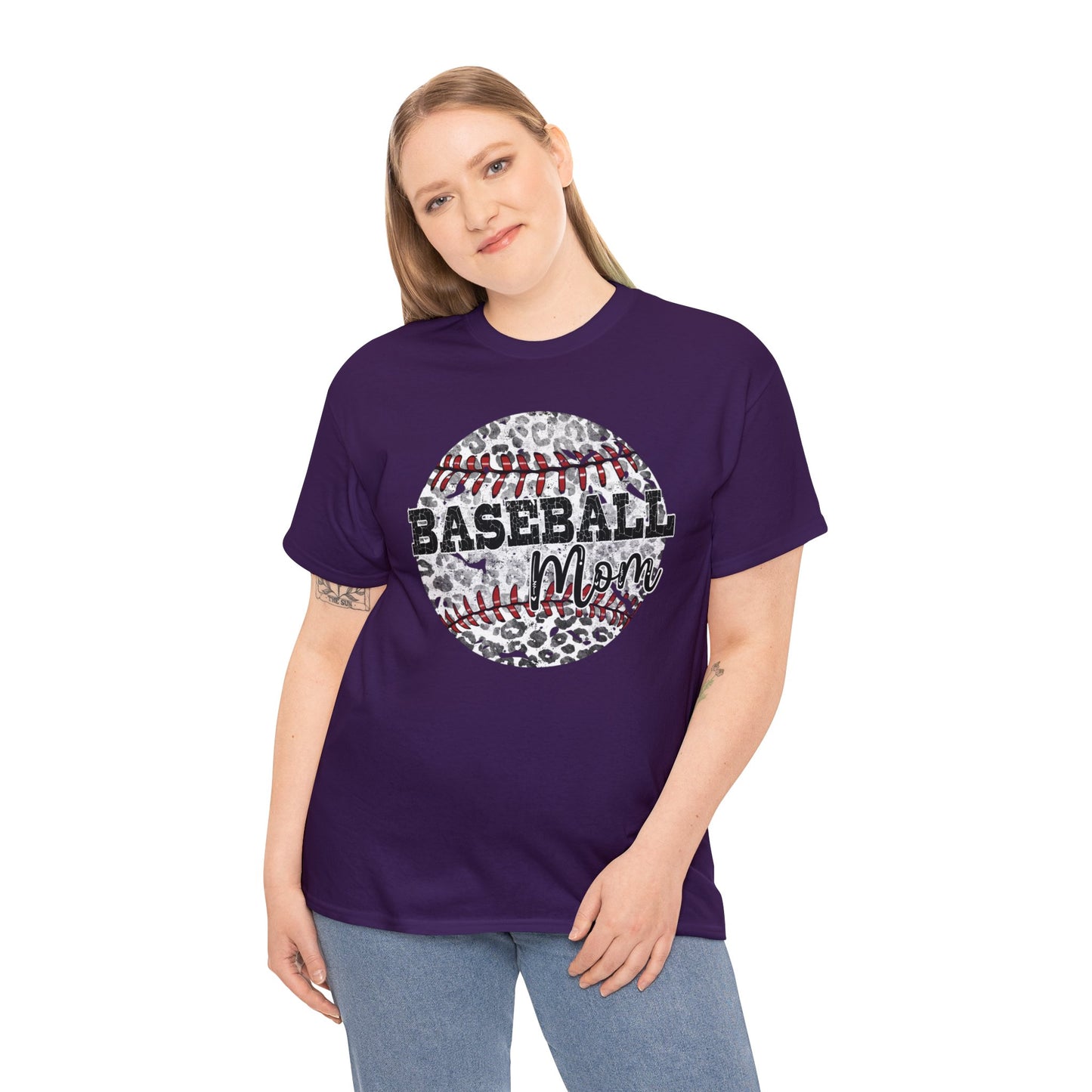 Baseball Mom - Leopard Baseball - Unisex Heavy Cotton Tee