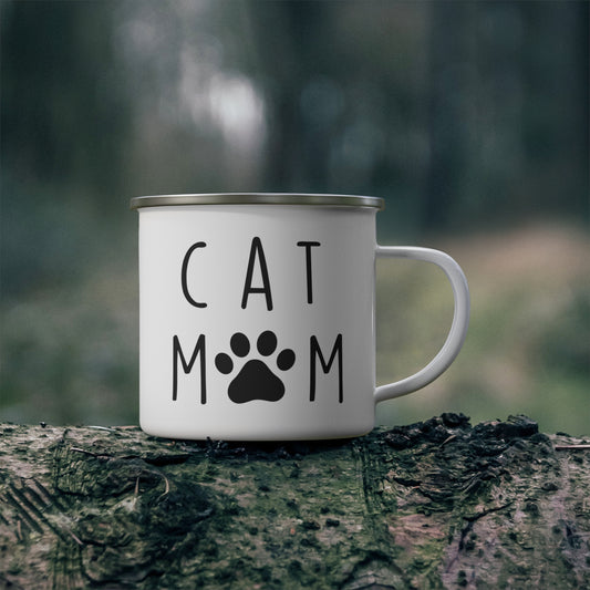 Cat Mom - Enamel Camping Mug