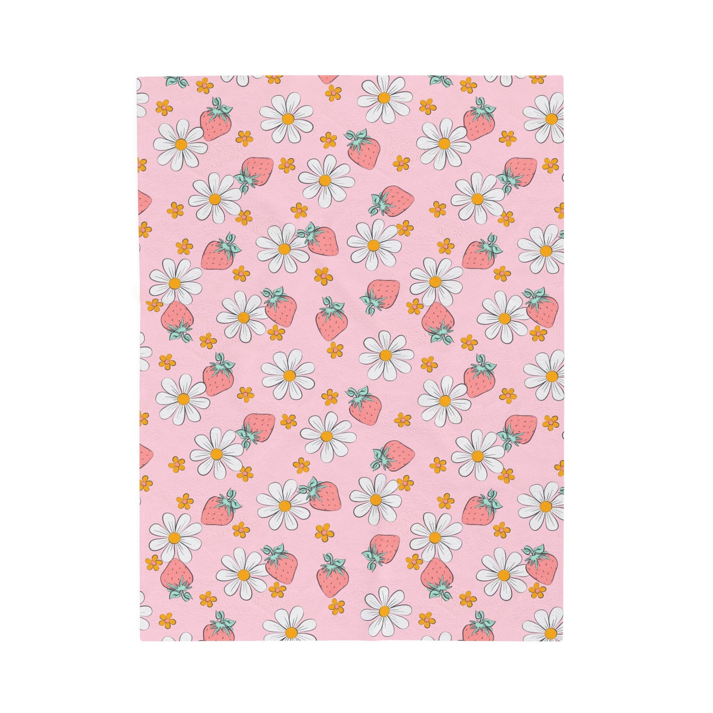 Strawberries and Daisies - Plush Blanket