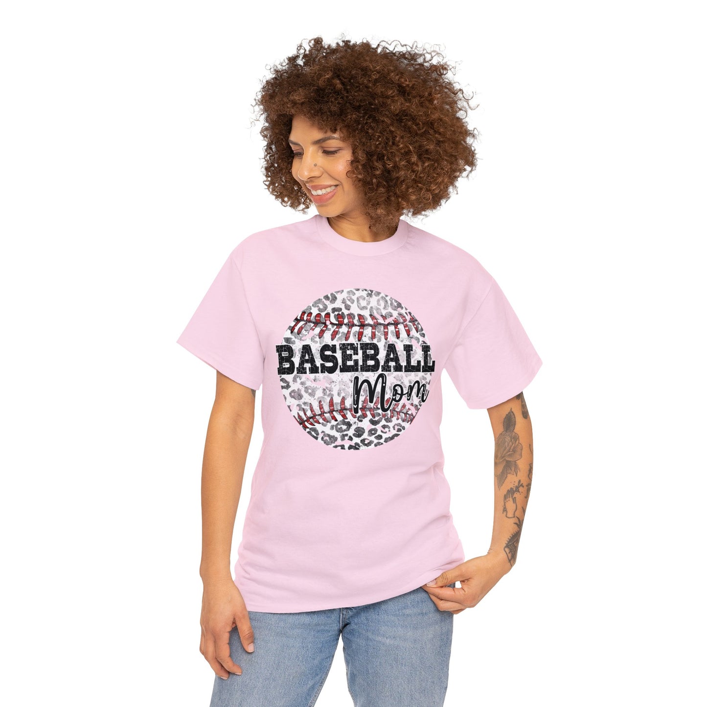 Baseball Mom - Leopard Baseball - Unisex Heavy Cotton Tee