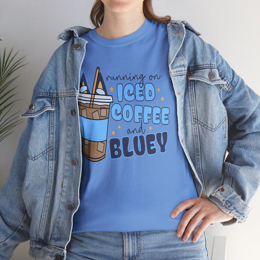 Running On Bluey and Iced Coffee  - Unisex Heavy Cotton Tee