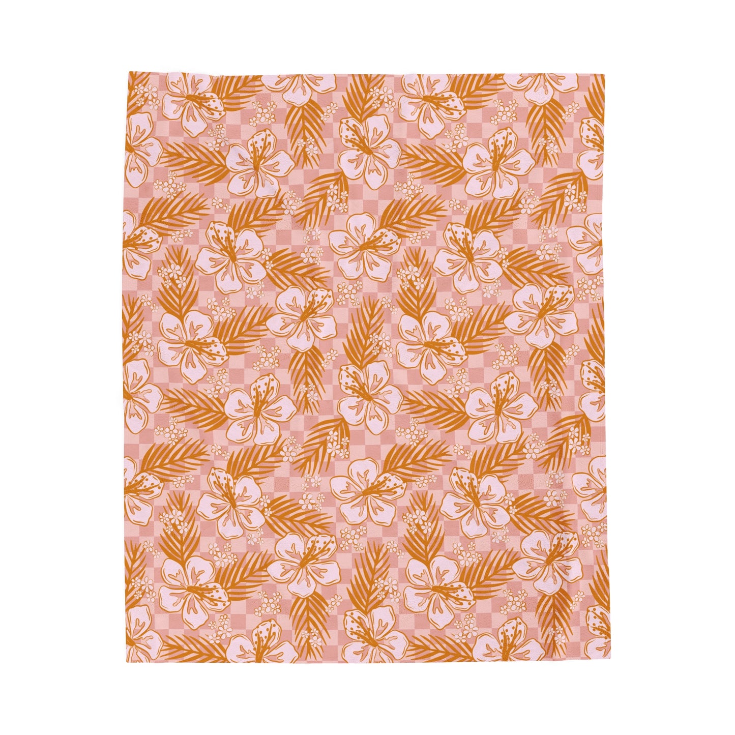 Hibiscus Checkered - Plush Blanket