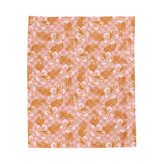 Hibiscus Checkered - Plush Blanket