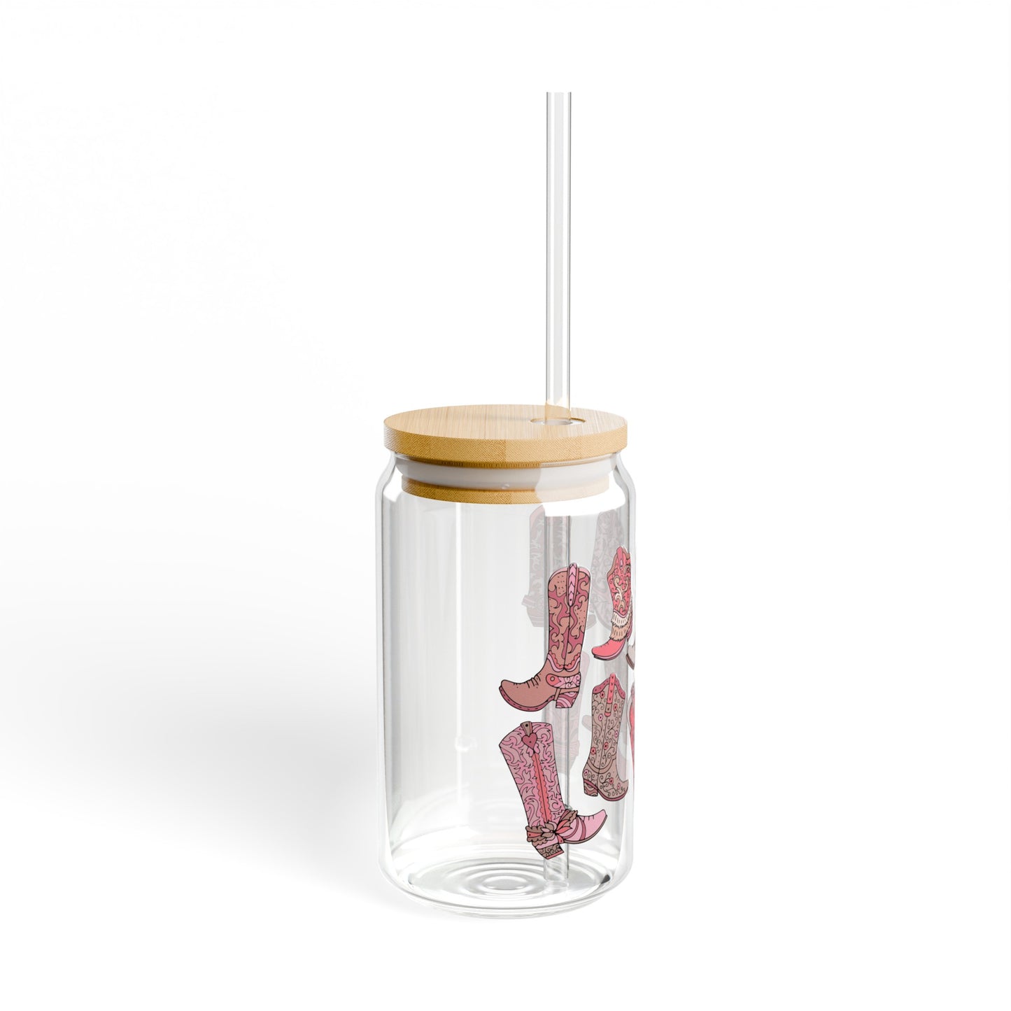 Pink Cowgirl Boots - Sipper Glass, 16oz