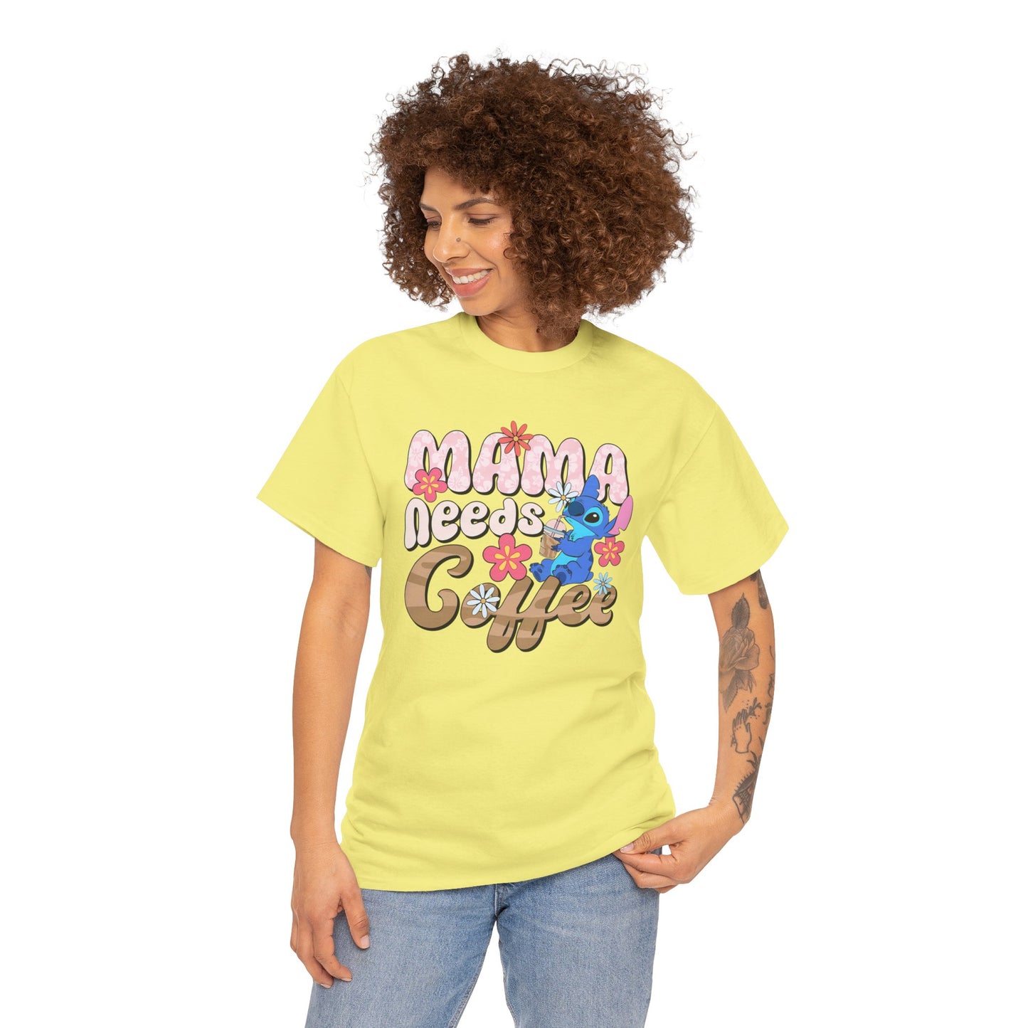 Mama Needs Coffee Alien - Unisex Heavy Cotton Tee