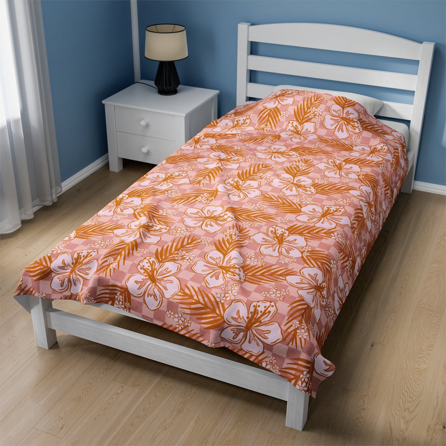 Hibiscus Checkered - Plush Blanket