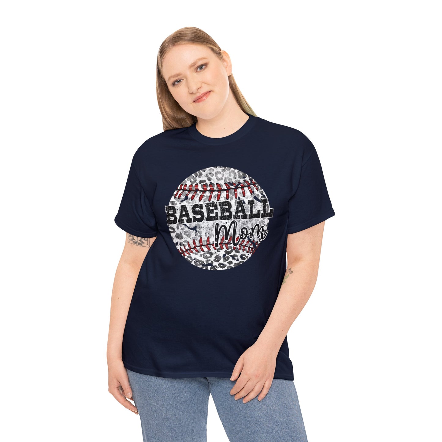 Baseball Mom - Leopard Baseball - Unisex Heavy Cotton Tee