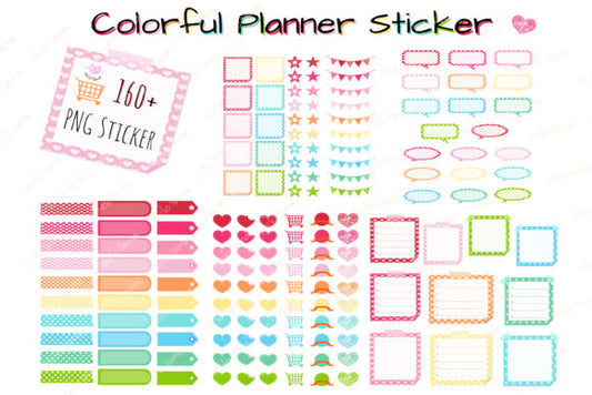 160 Colorful - Digital Planner Stickers