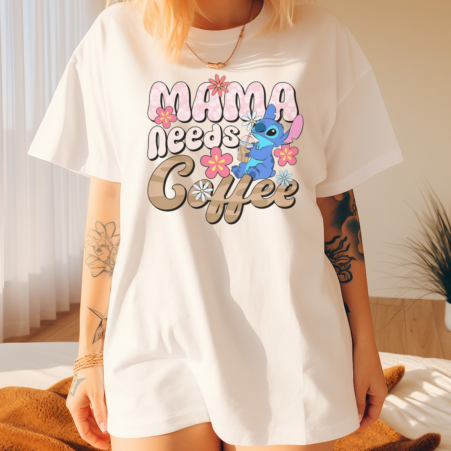 Mama Needs Coffee Alien - Unisex Heavy Cotton Tee