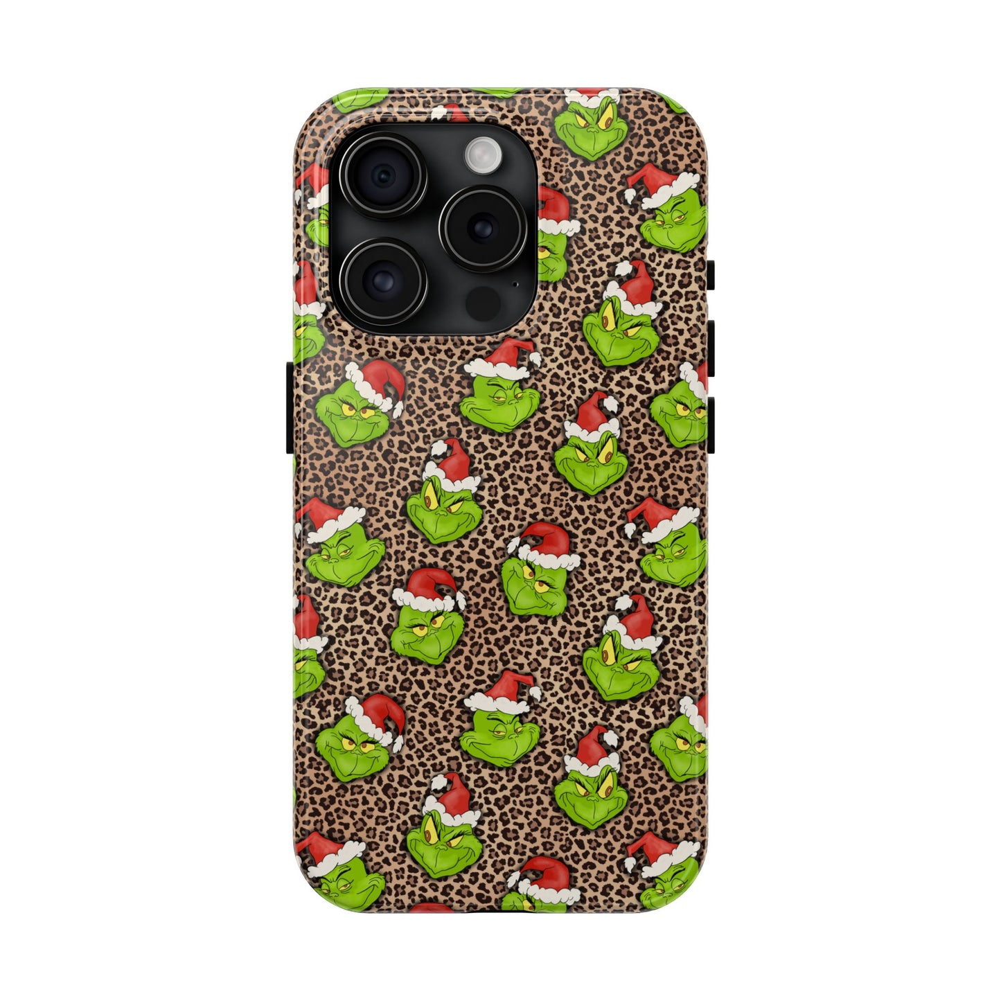 Leopard Print Green Christmas Grouch -  Tough Phone Cases