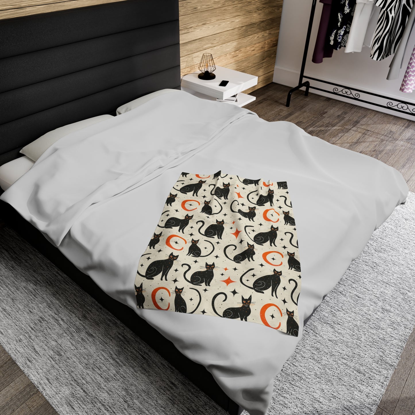 Black Cat -  Halloween Blanket - Plush Blanket